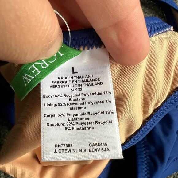 J. Crew Blue Heritage Scoop Neck Bikini Top NWT Size L - Picture 7 of 7